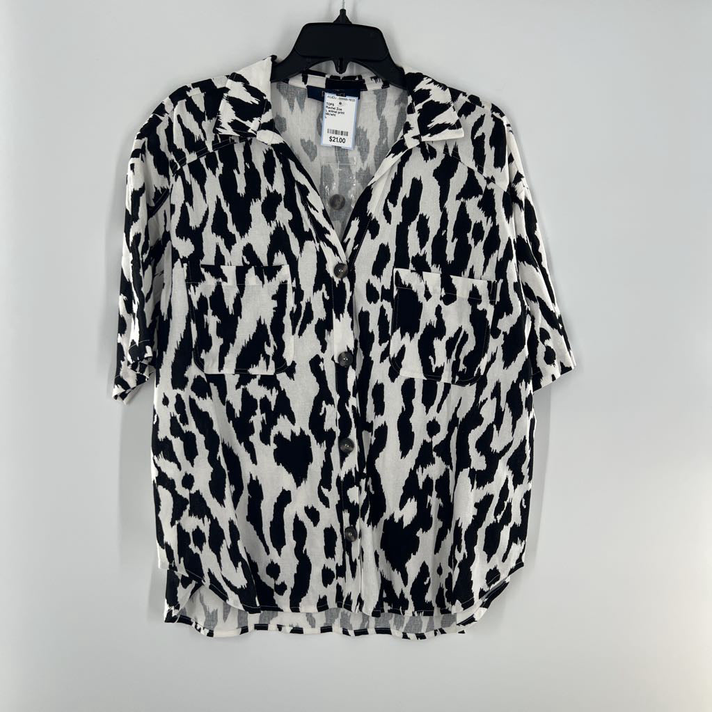 L animal print button down s/s top