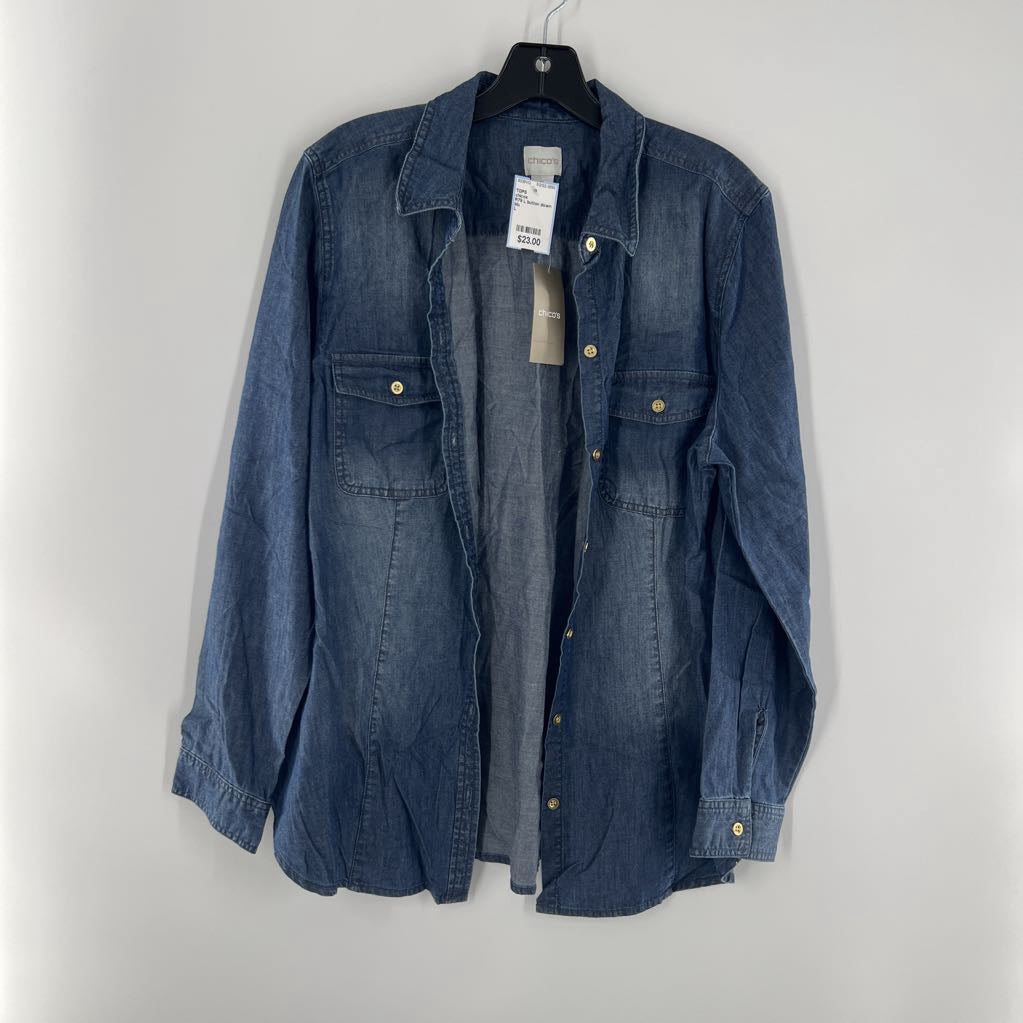 R79 L button down l/s denim top