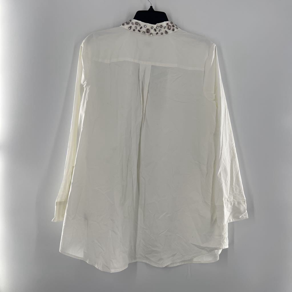 L embelished button down l/s top