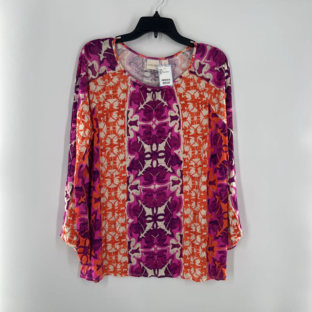 R55 L linen flare slv top