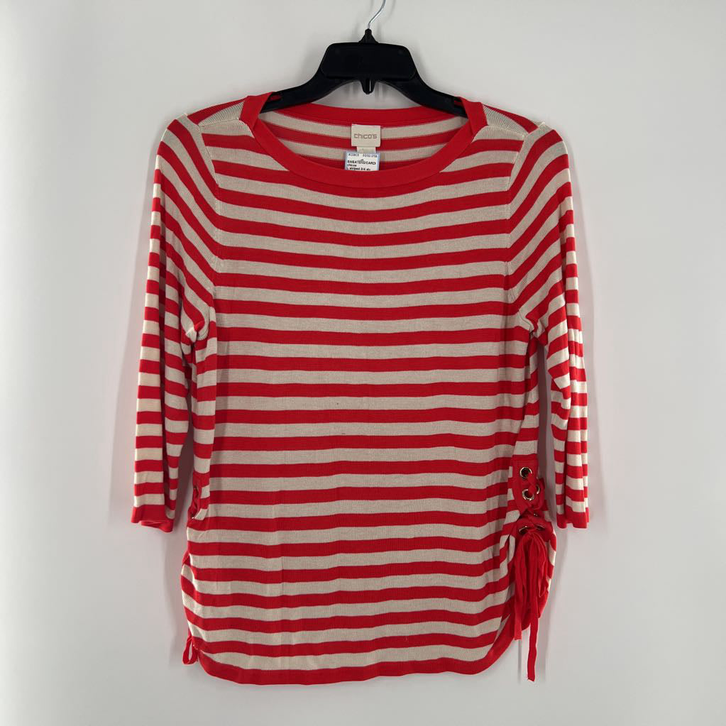 L striped 3/4 slv tunic