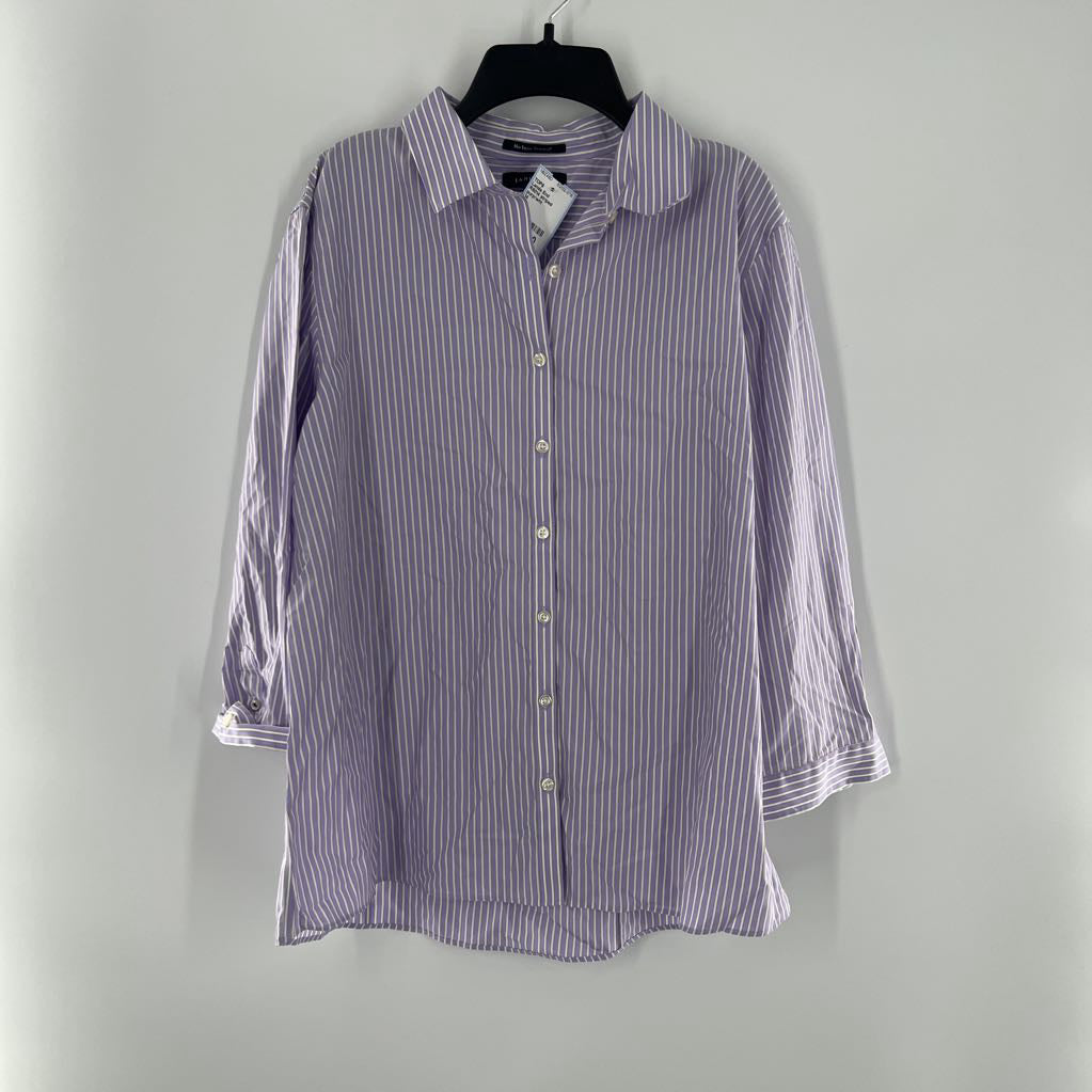 R5014 striped button down l/s top