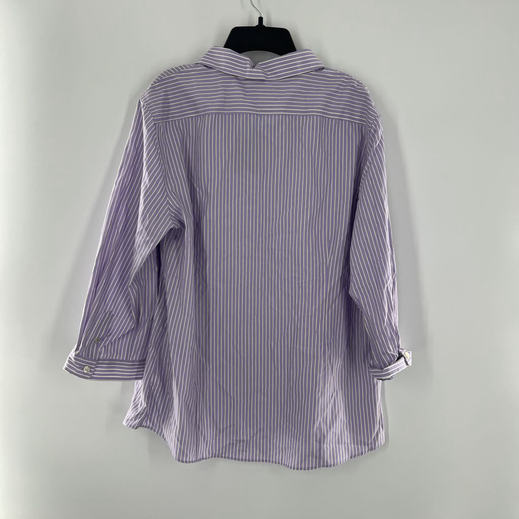R5014 striped button down l/s top