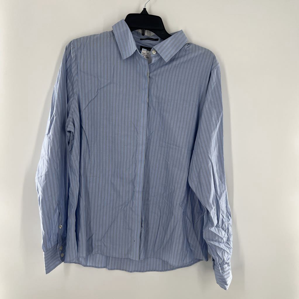 R5014 striped button down l/s top