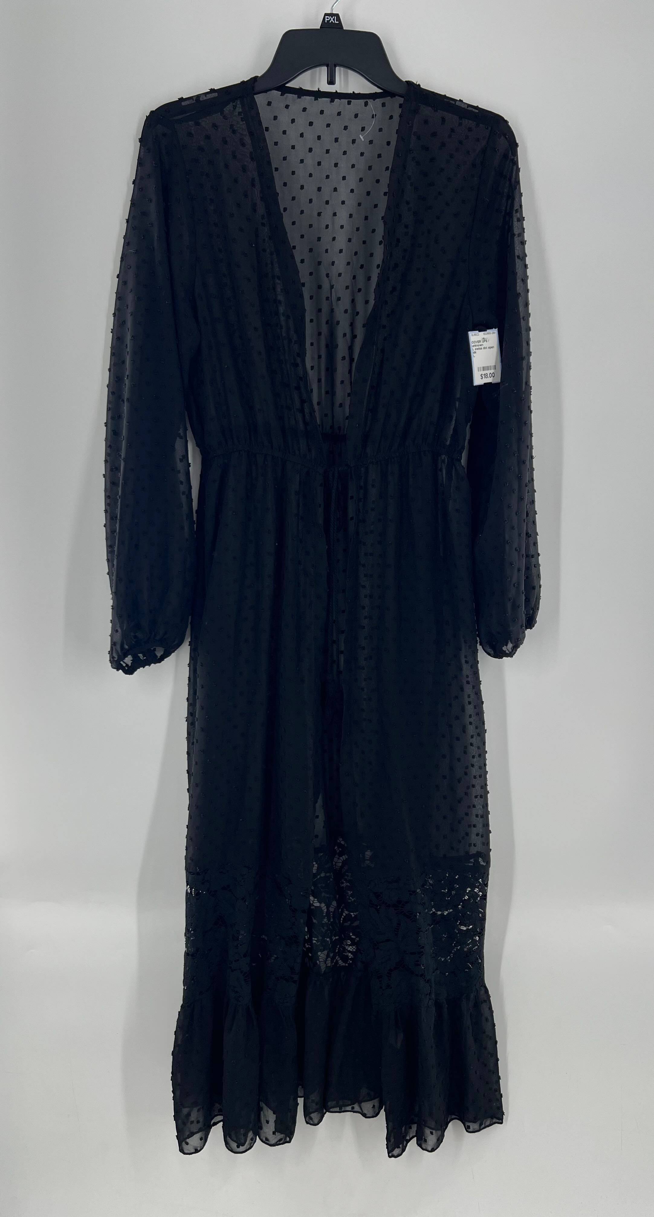 L swiss dot open front l/s cover-up