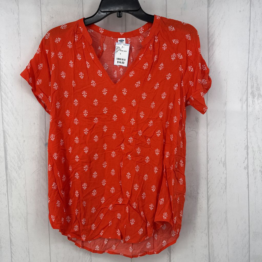 S s/s flower print v-neck top