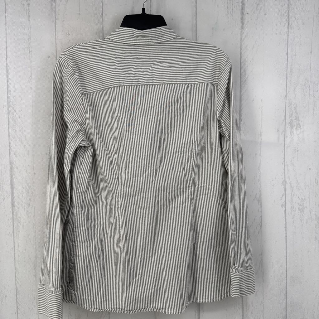 M l/s stripe button shirt