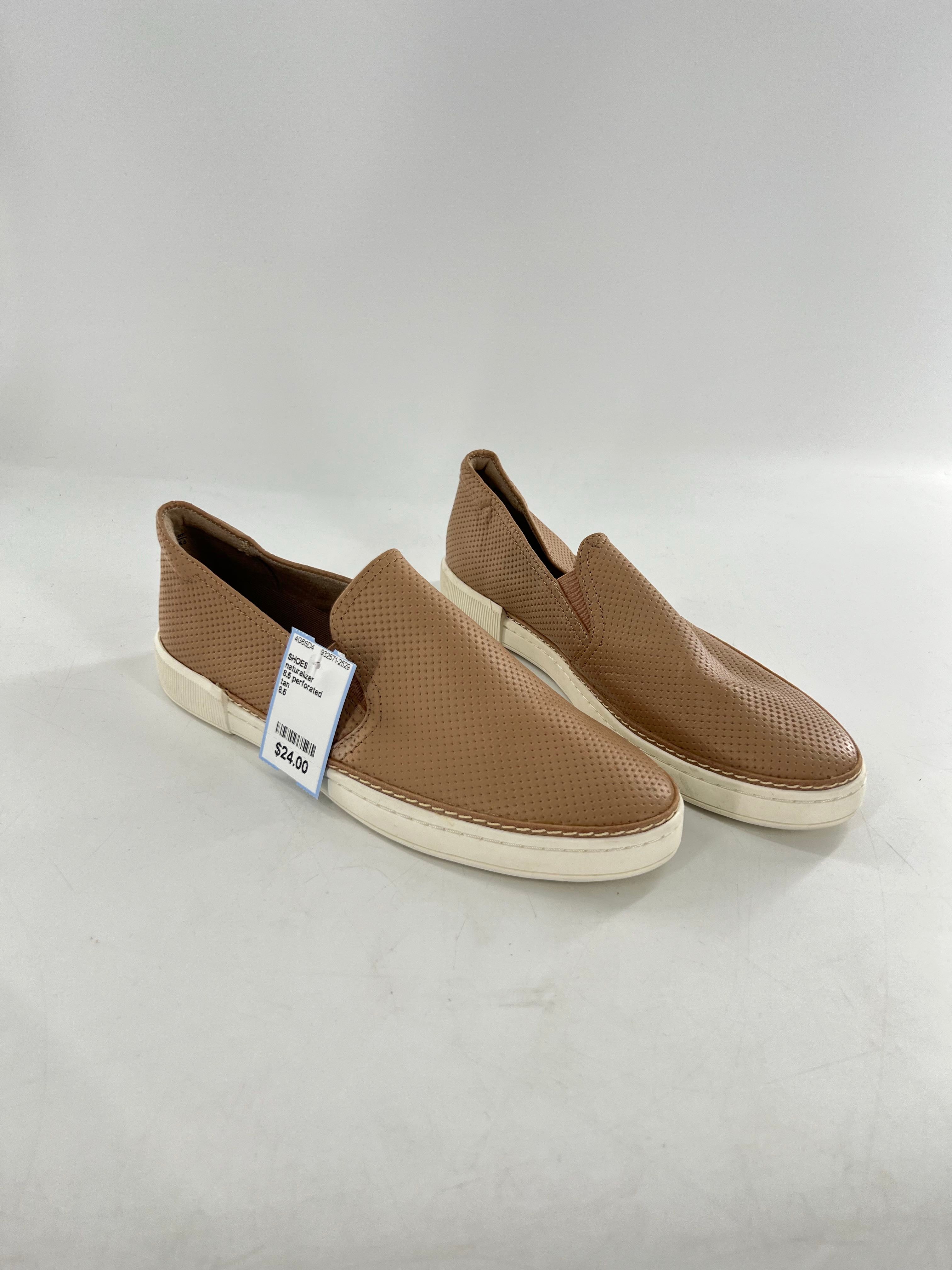 8.5 perforated leather slip-ons