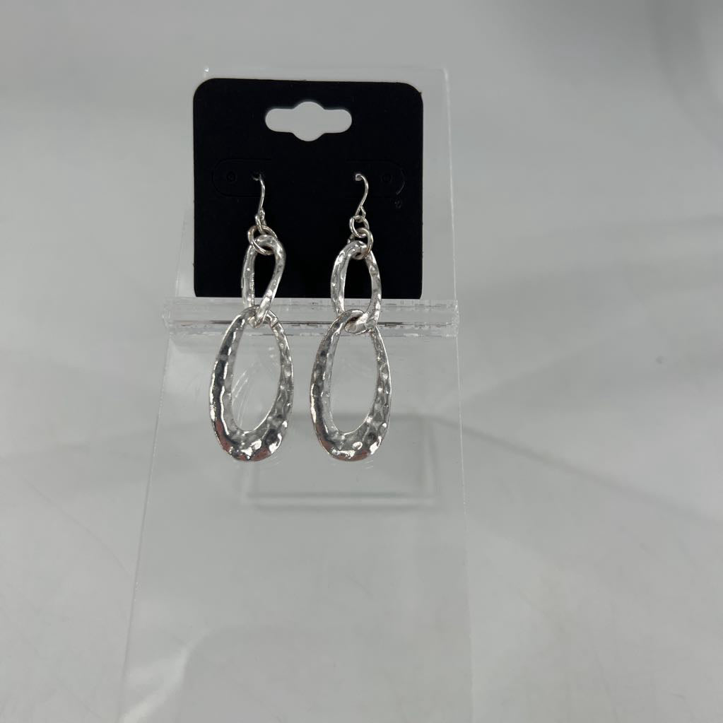 silver oval links dangle earrings