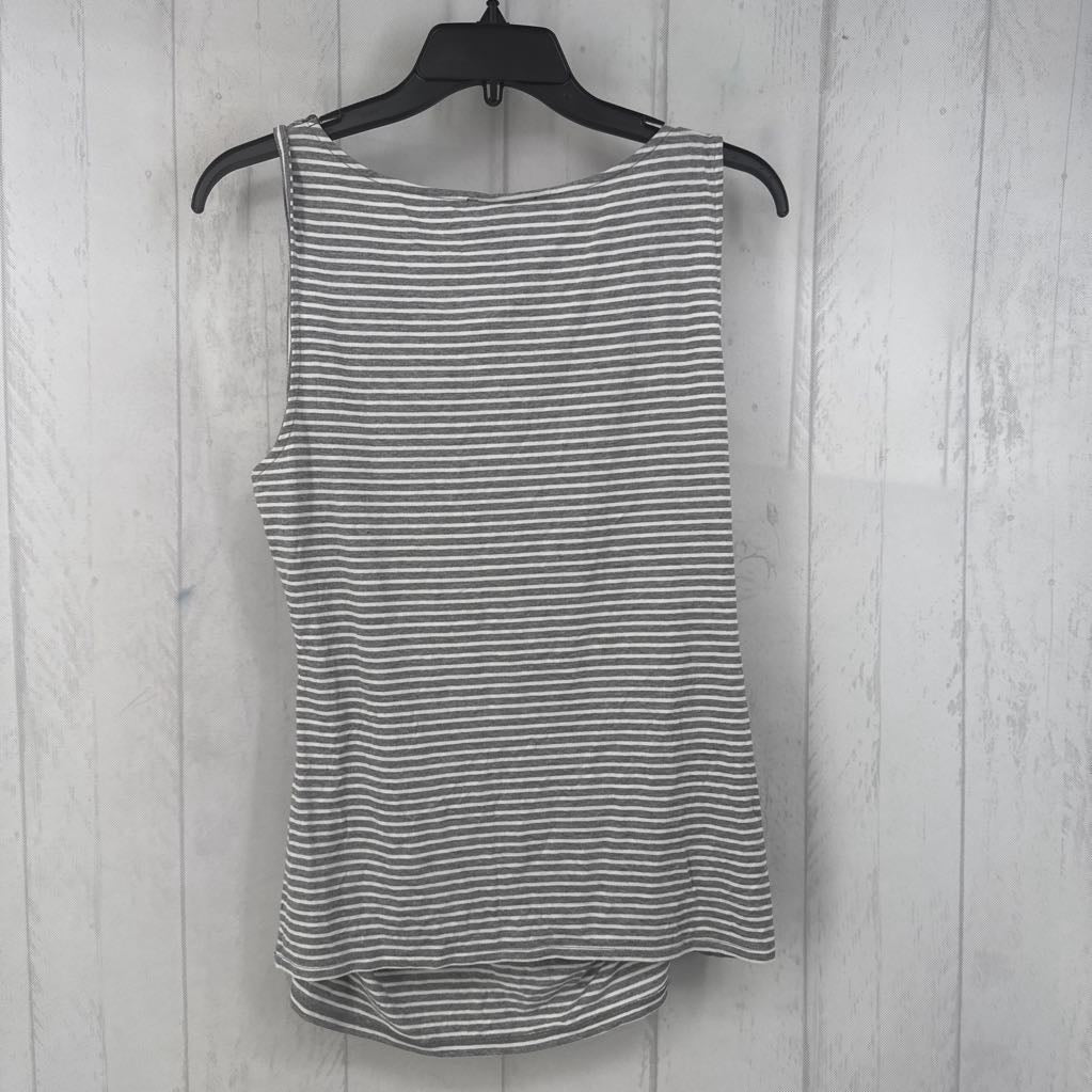 L striped sequin ruched sides tank