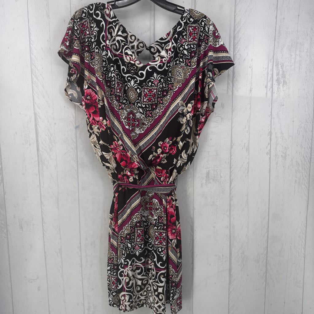 M flo print belted s/s dress