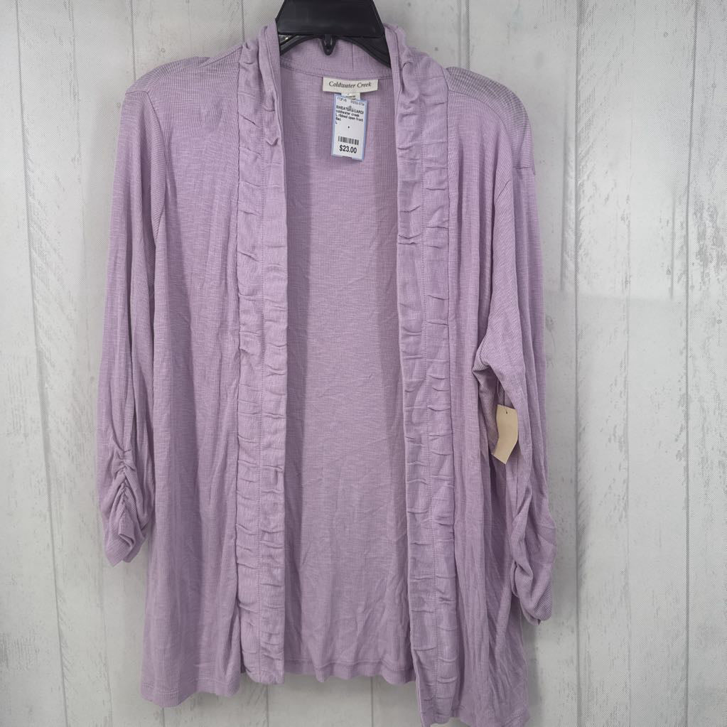 L ribbed open front cardi
