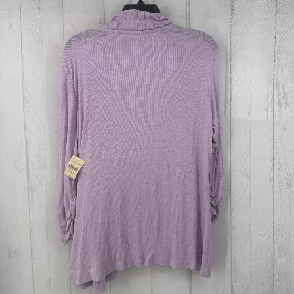 L ribbed open front cardi