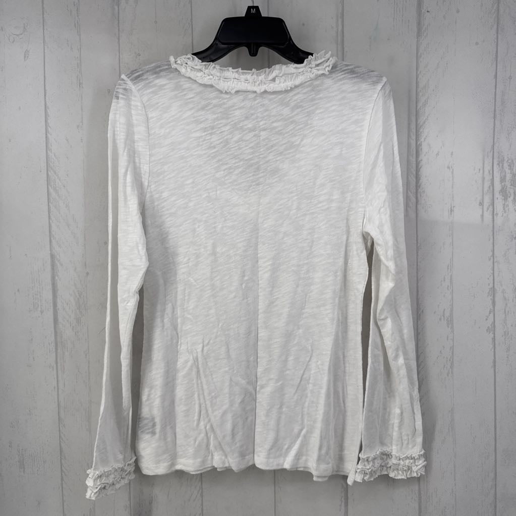 R40 L ruffled w/ rhinestones v-neck l/s top