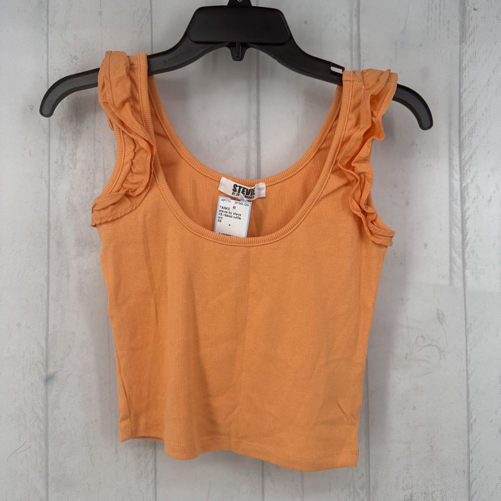 XS ribbed ruffle strap tank