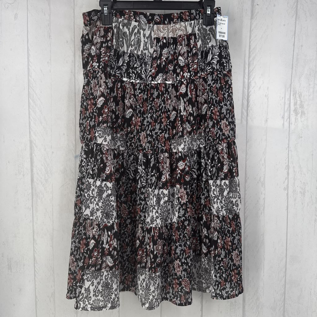 4 flo print tiered skirt