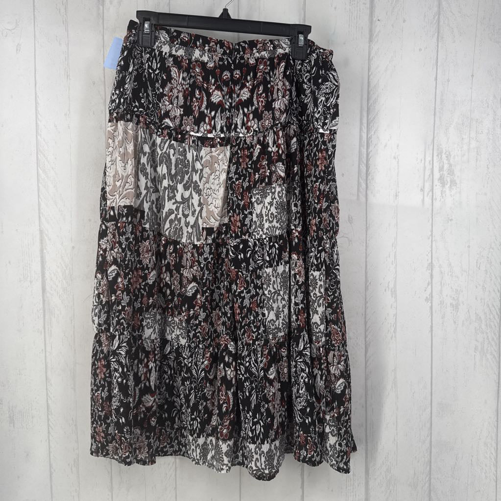 4 flo print tiered skirt