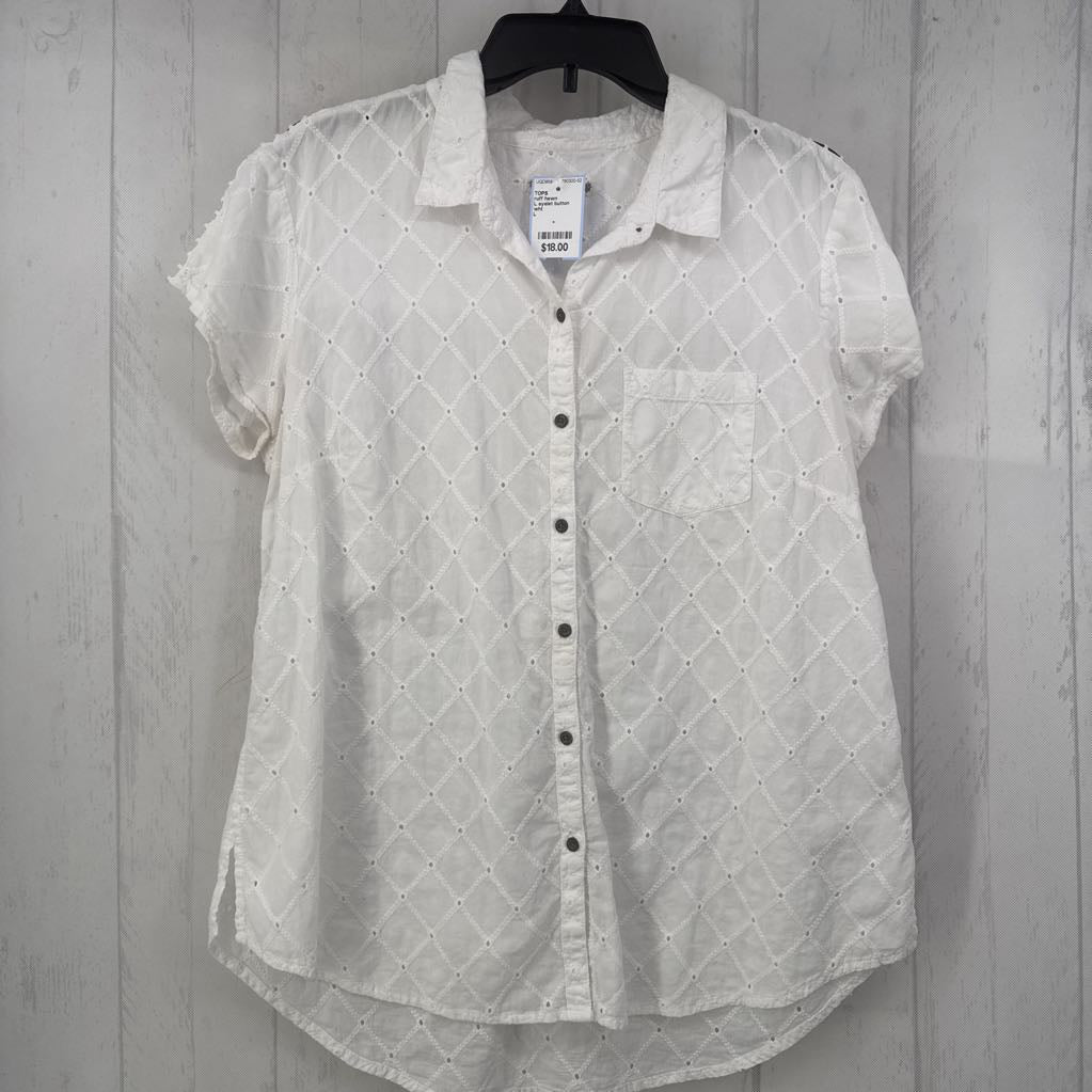 L eyelet button down s/s top