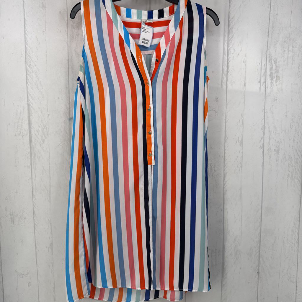 L button down striped slvls top
