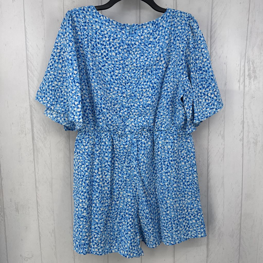 L s/s print wrap short romper