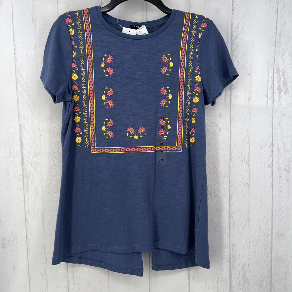 M s/s embroidered top