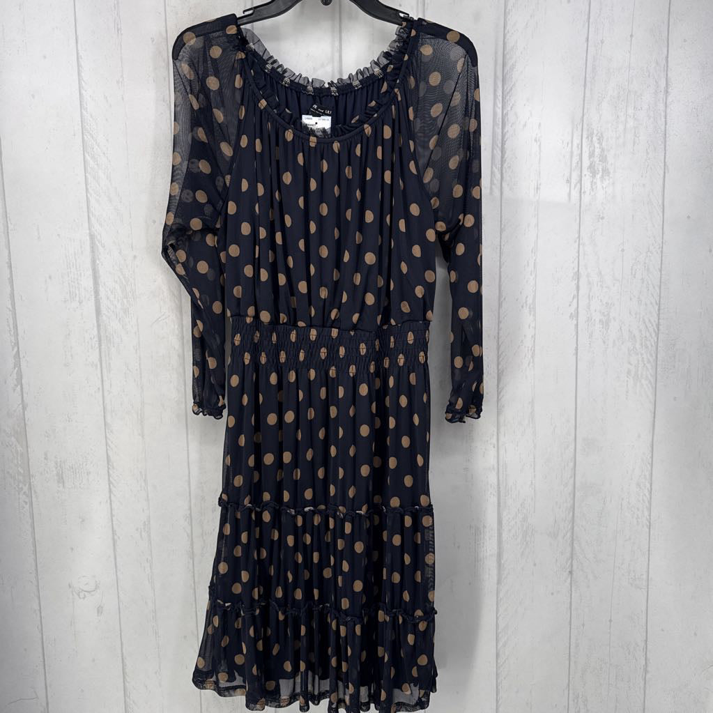 14p polka dot tiered l/s dress