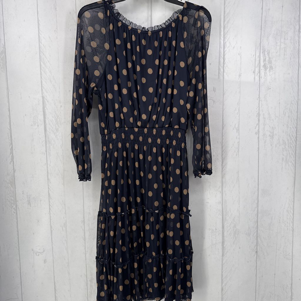 14p polka dot tiered l/s dress