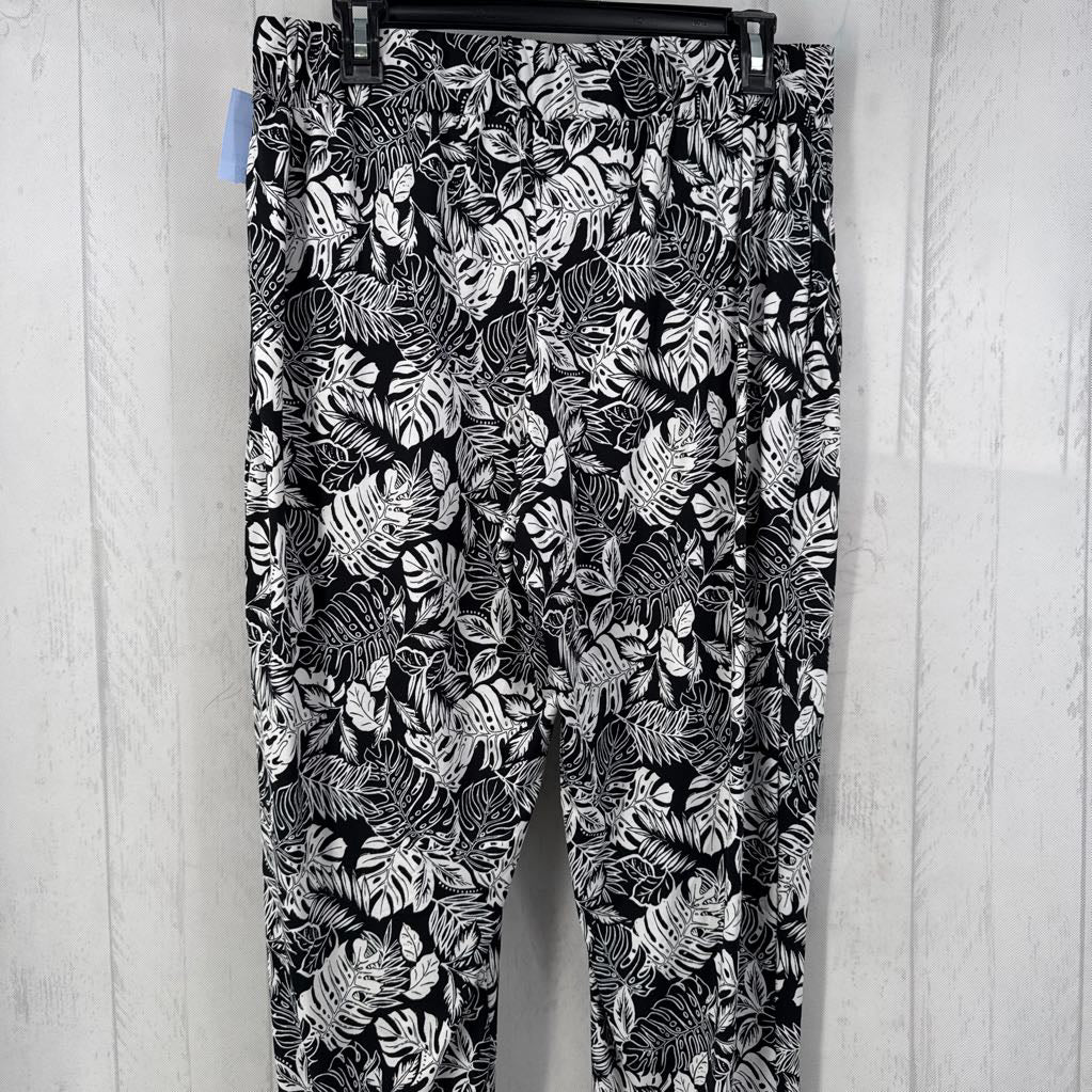R38 L tropical print pull on pants