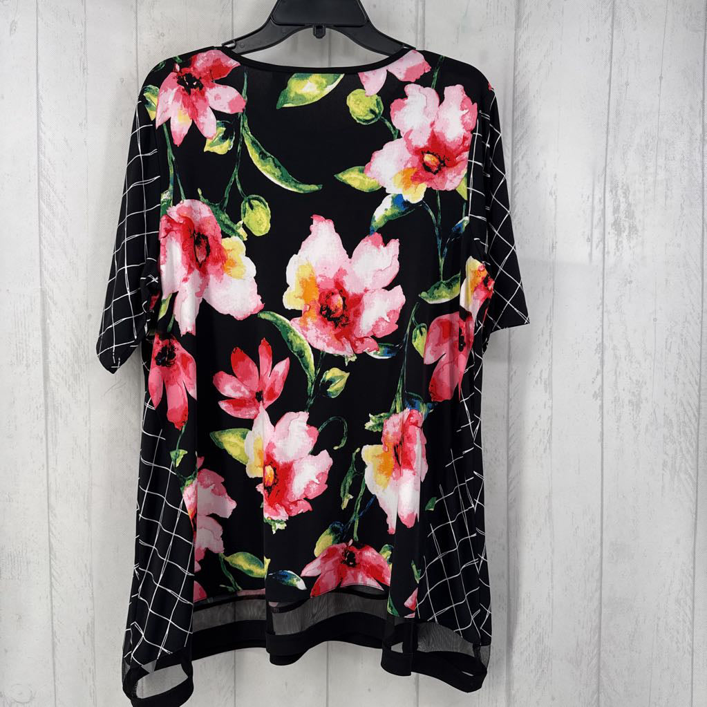 L flo print w/ mesh s/s top
