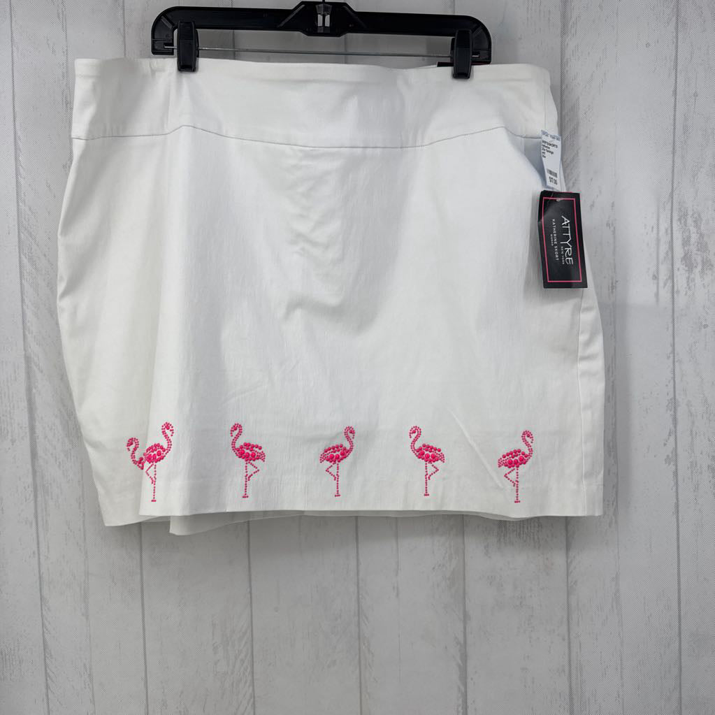 20w flamingo embroidered mini skort