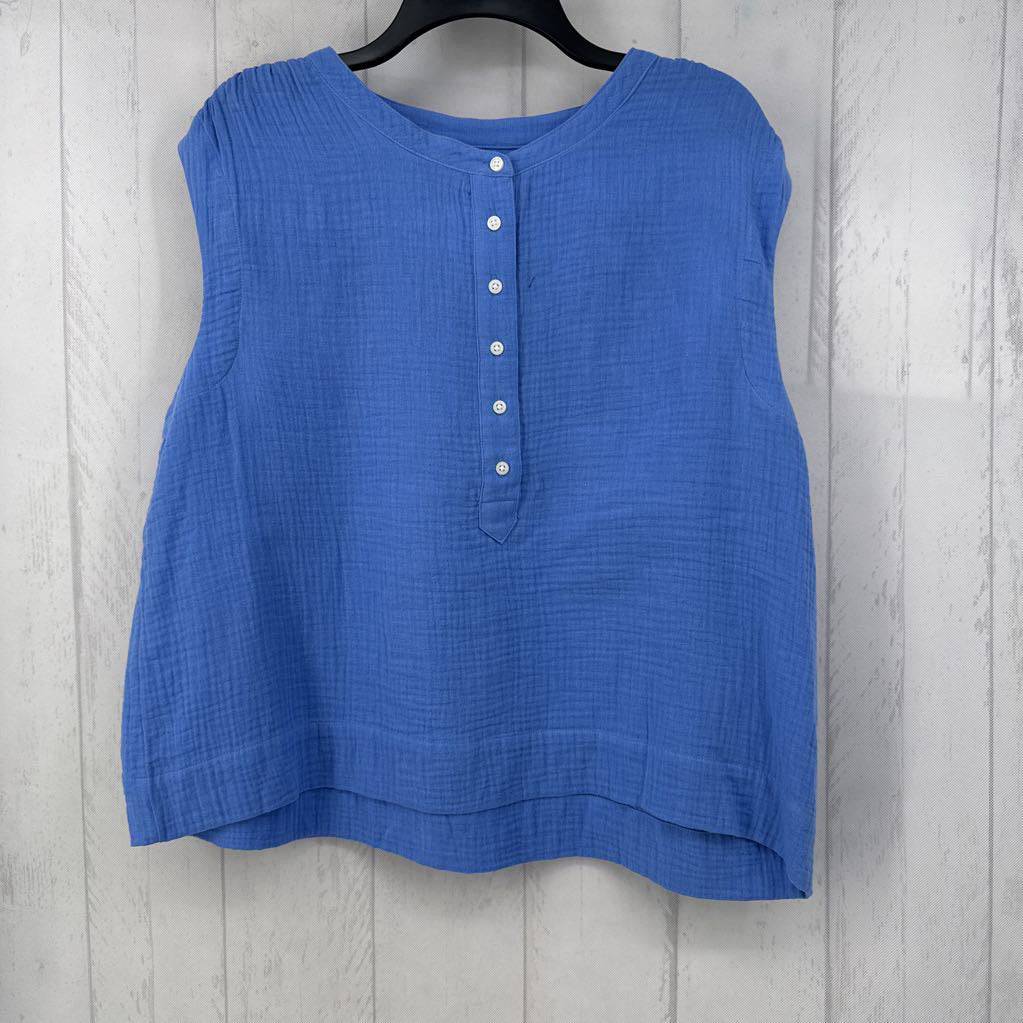 L gauze half button tank