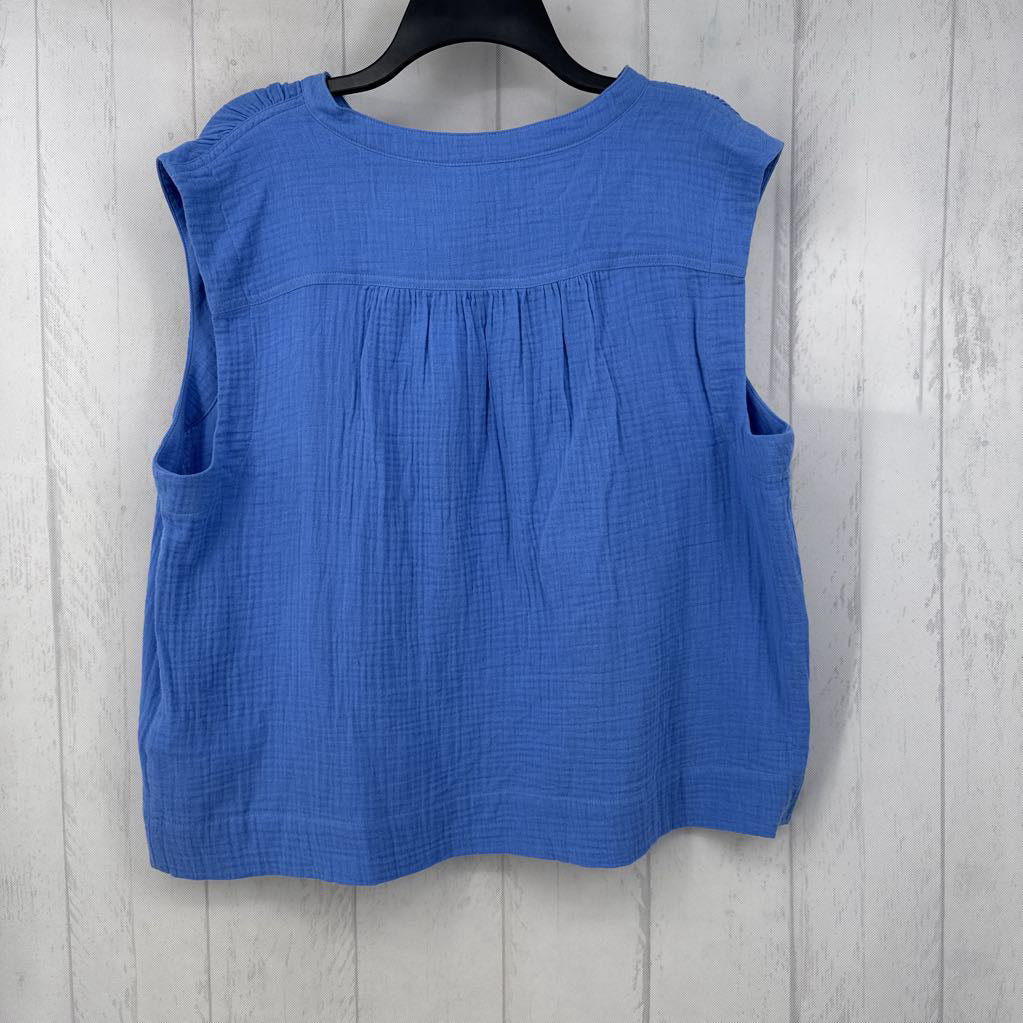 L gauze half button tank