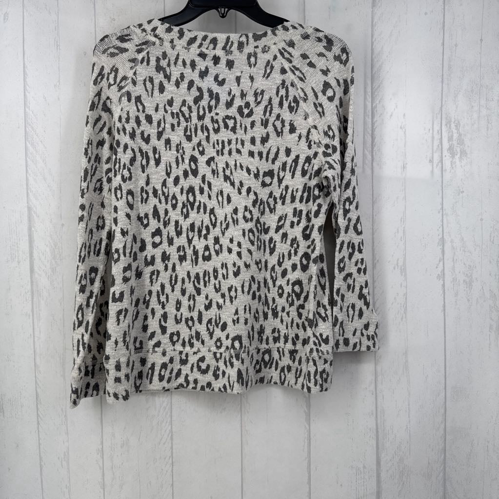 Sp animal print round neck 3/4 slv top