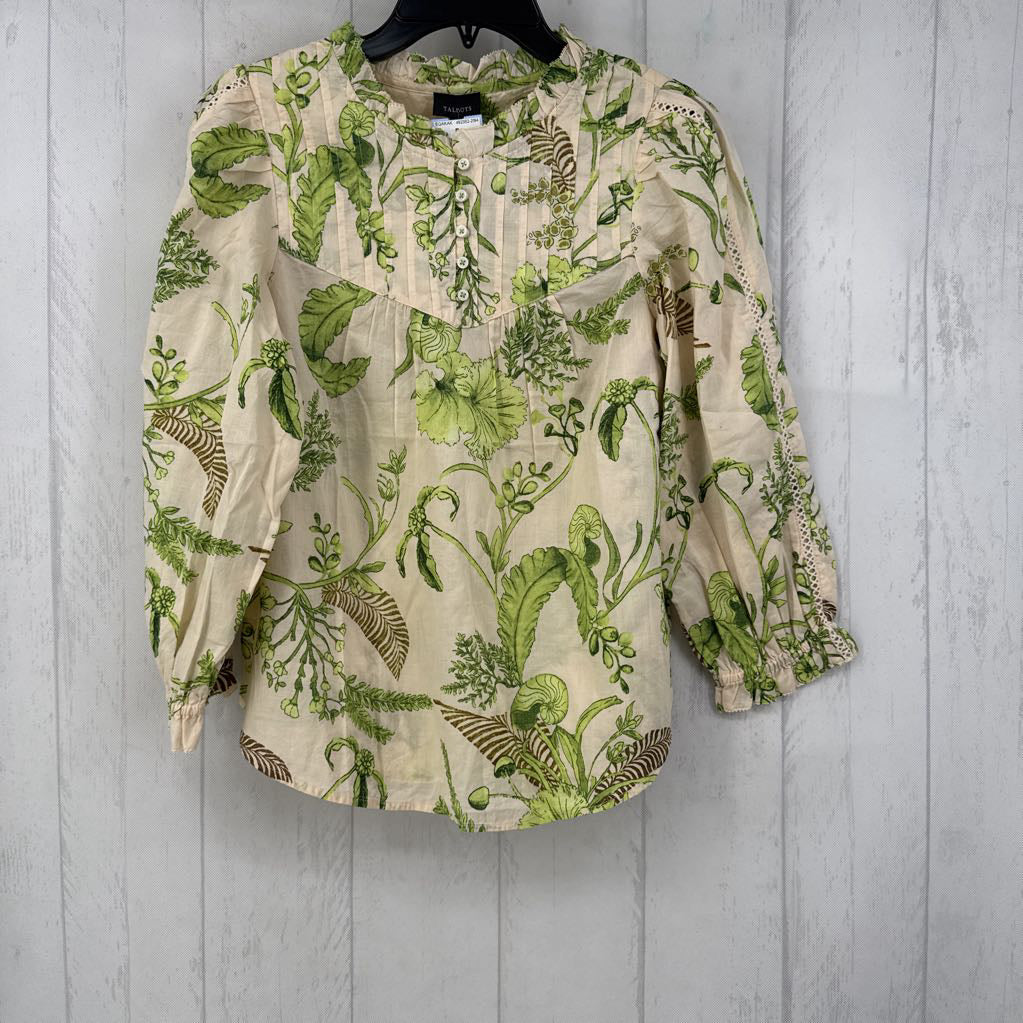 R90 XS flo print mock neck 3/4 slv top