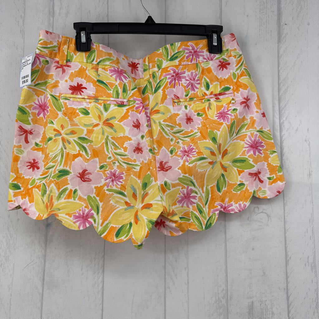 8 scalloped flo print shorts