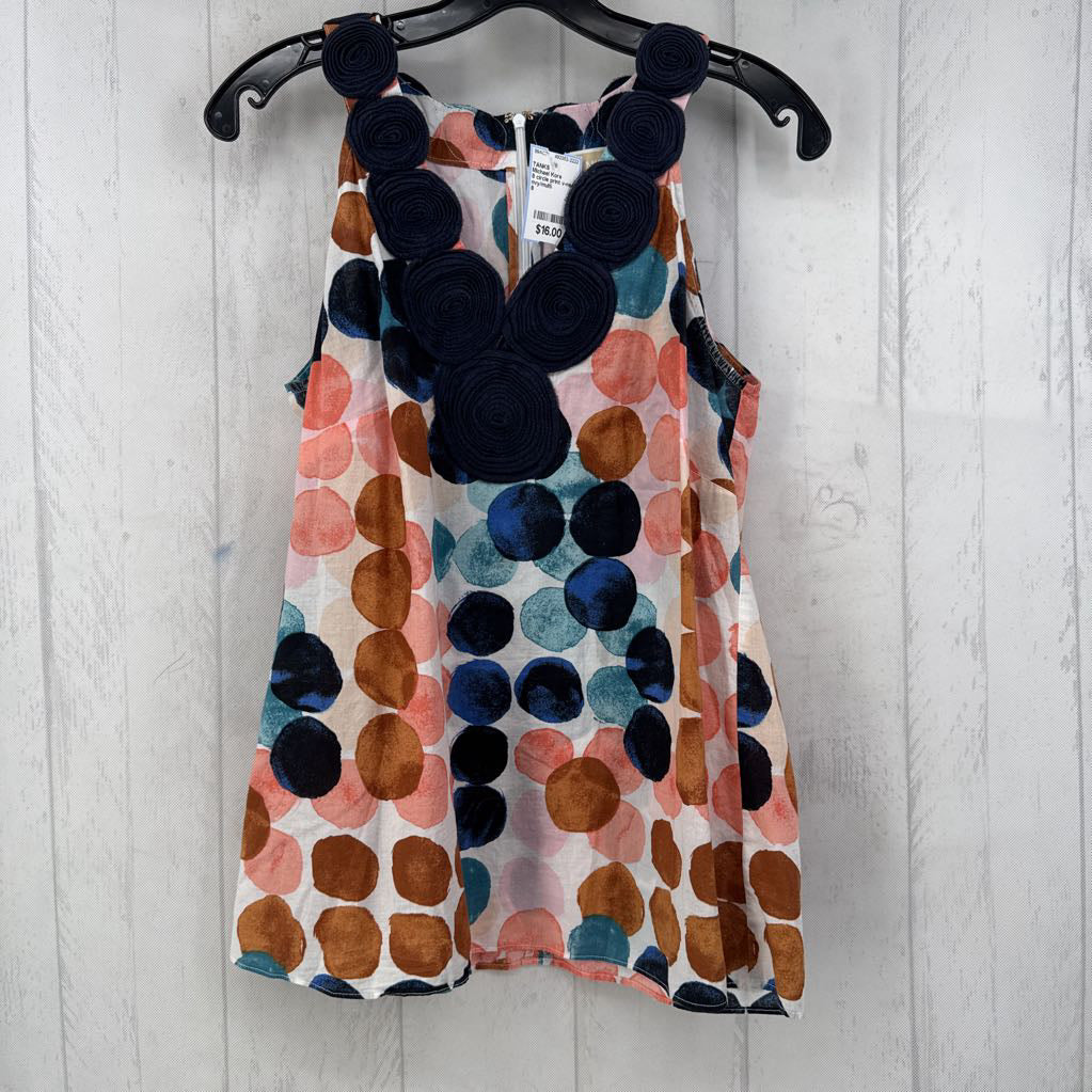 8 circle print v-neck swing tank