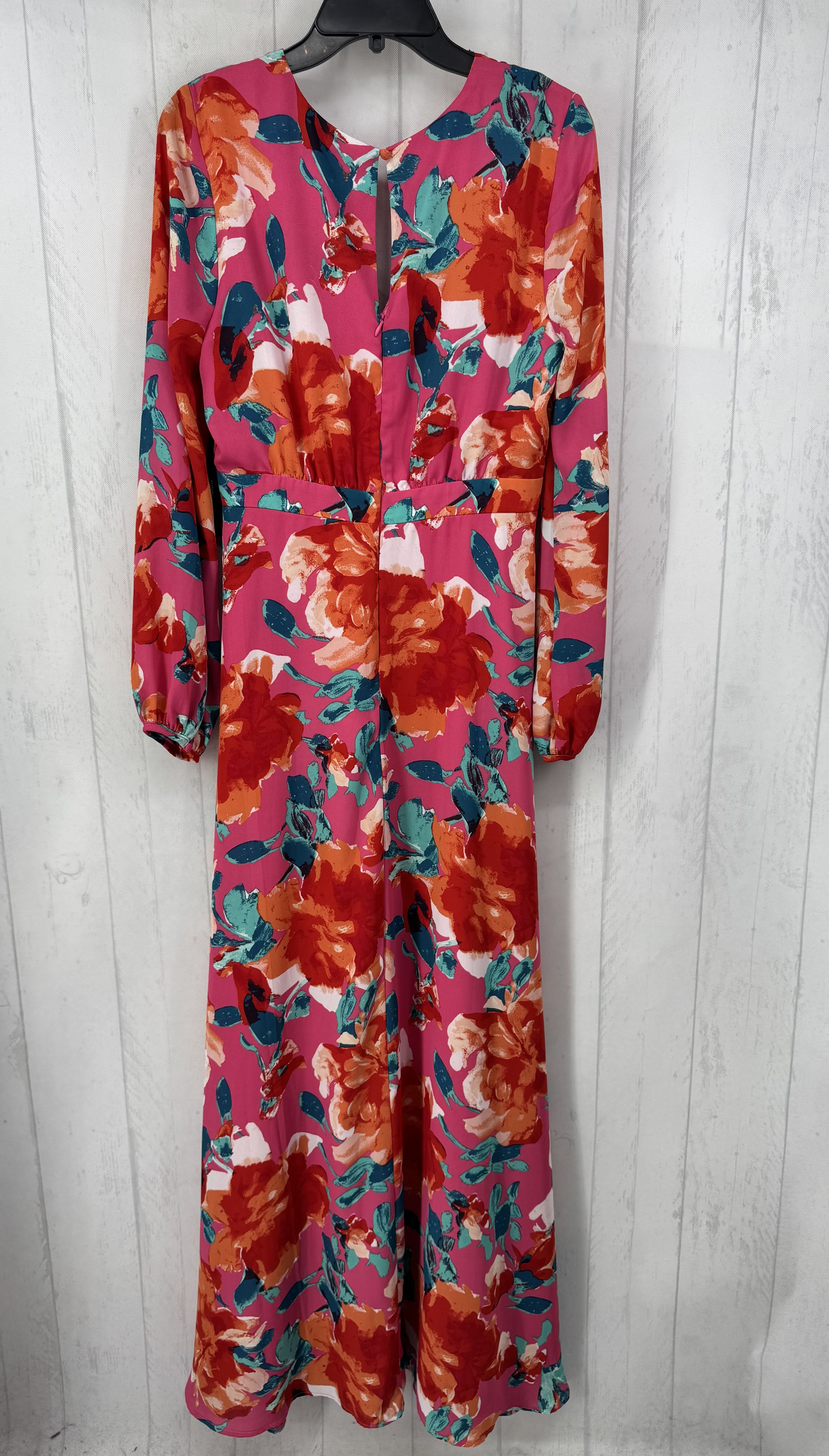M flo print v-neck l/s dress