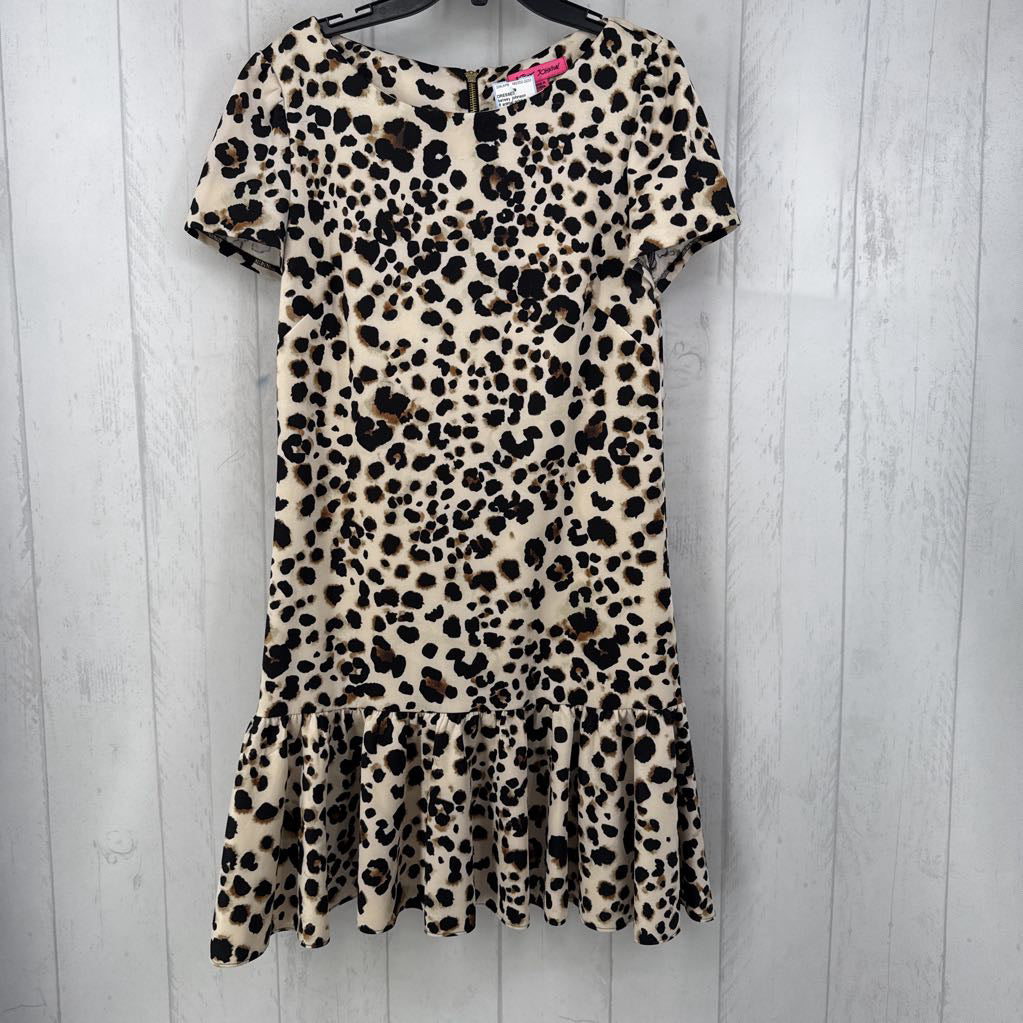 8 animal print ruffle hem s/s dress