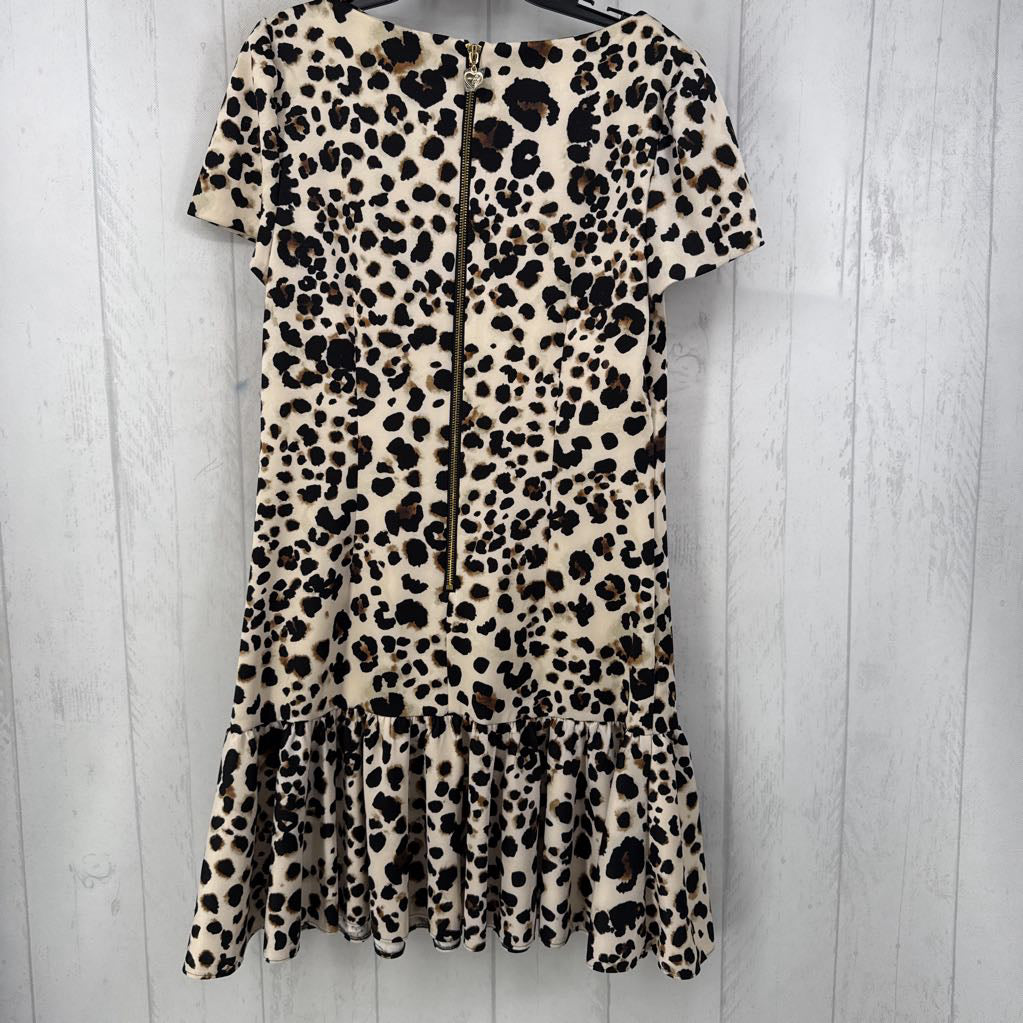 8 animal print ruffle hem s/s dress