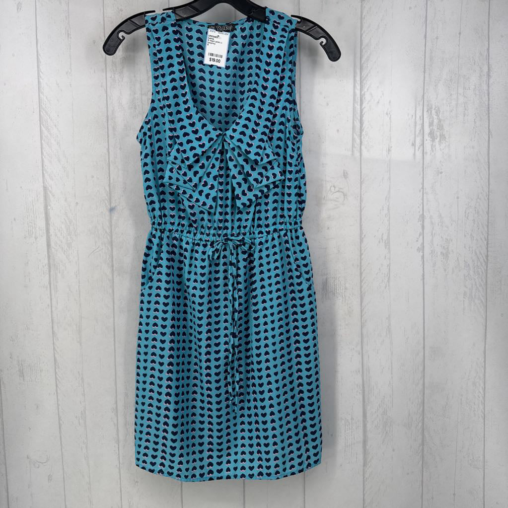 S heart print v-neck slvls dress