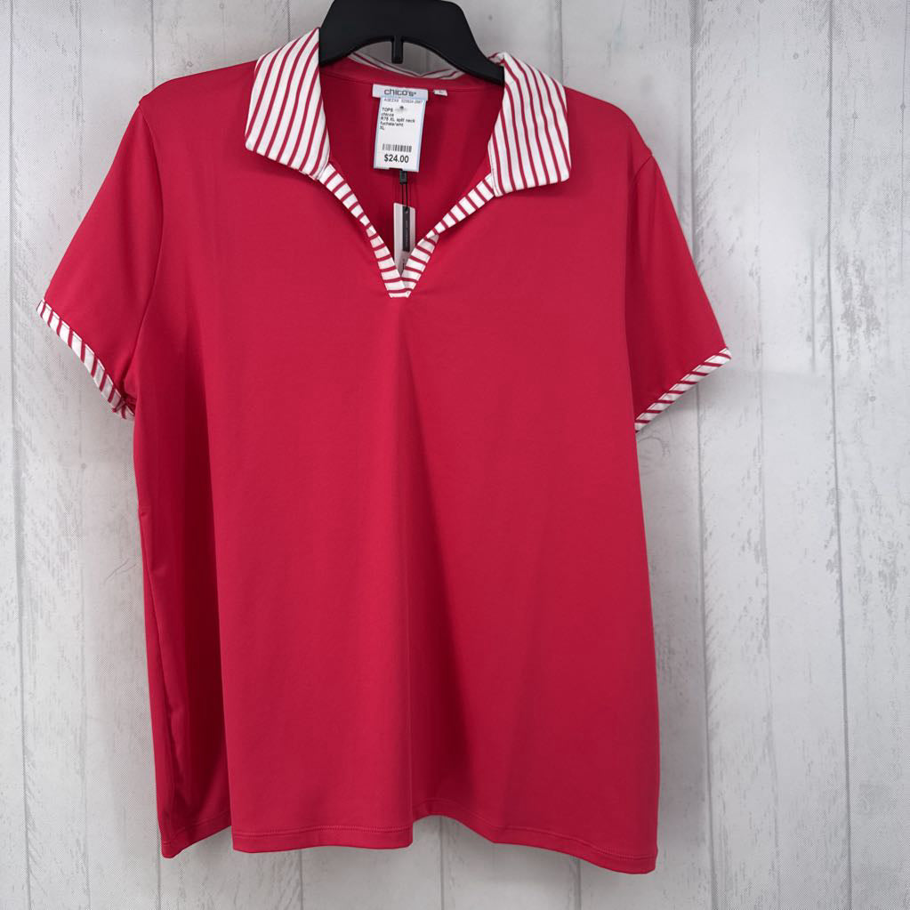 R75 XL split neck s/s top