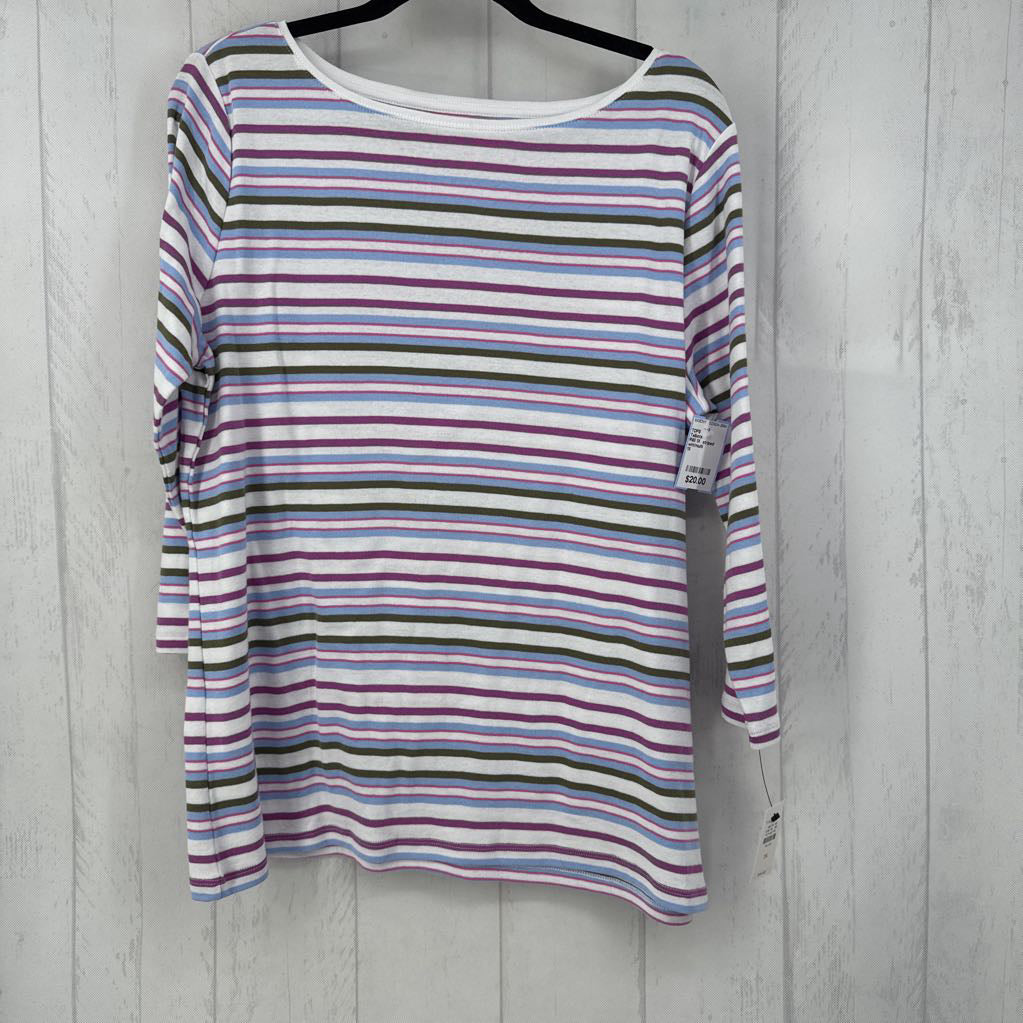 R60 1X striped bateau neck l/s tee
