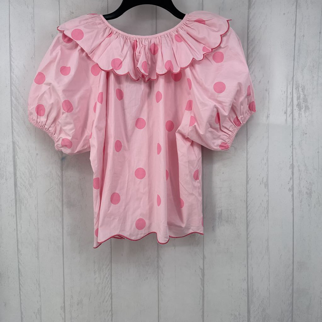 M scalloped polka dot s/s top