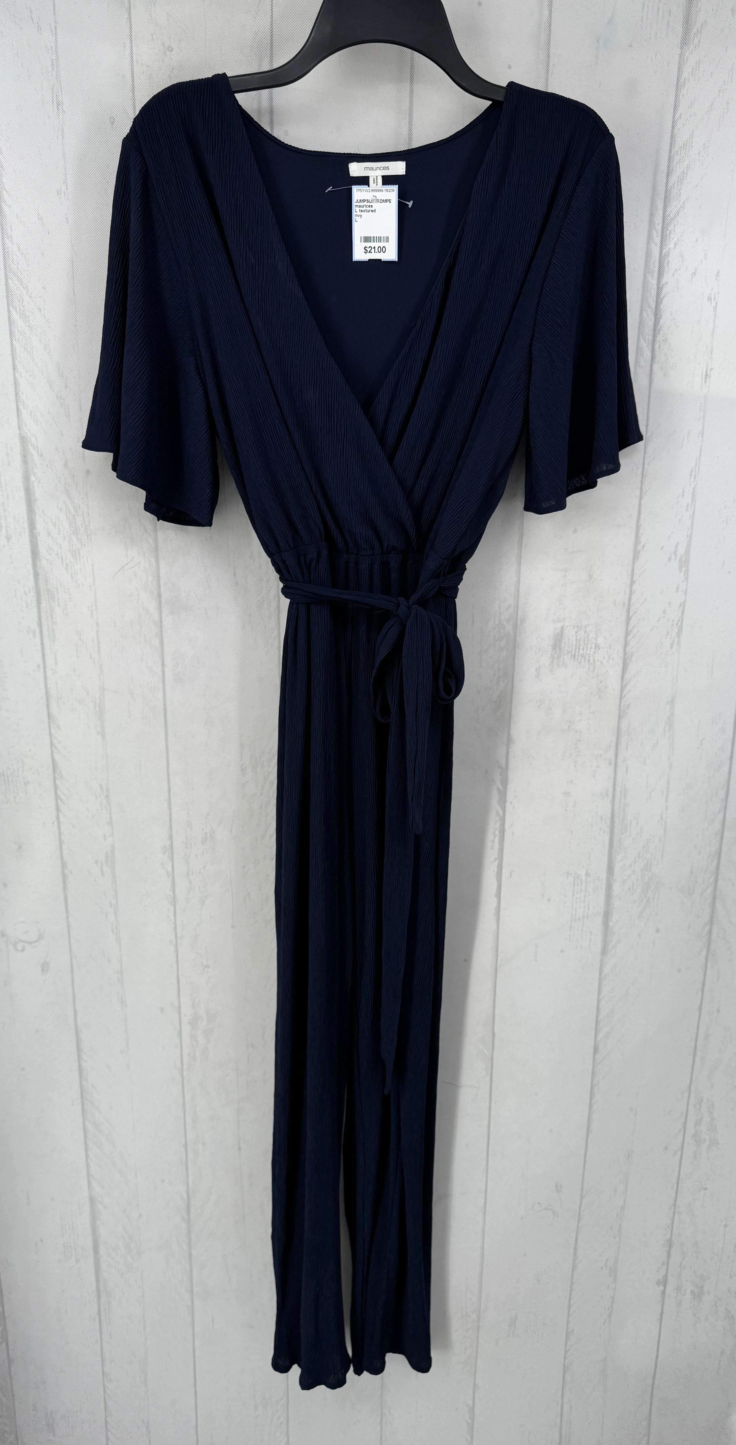 L textured crossover s/s belted jumpsuit