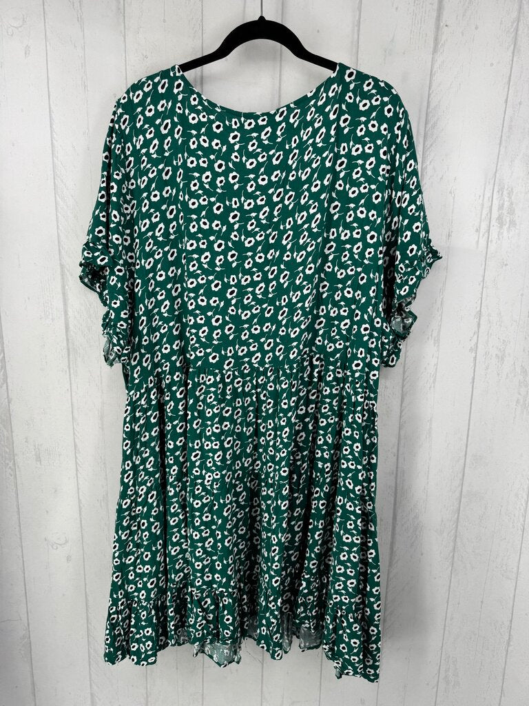 3XL printed scoop neck tiered s/s dress