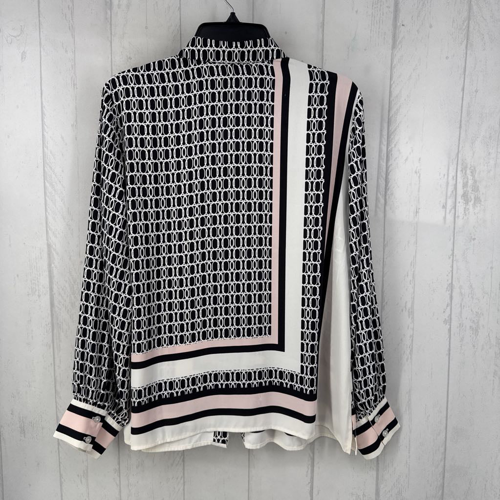 L printed button down l/s top