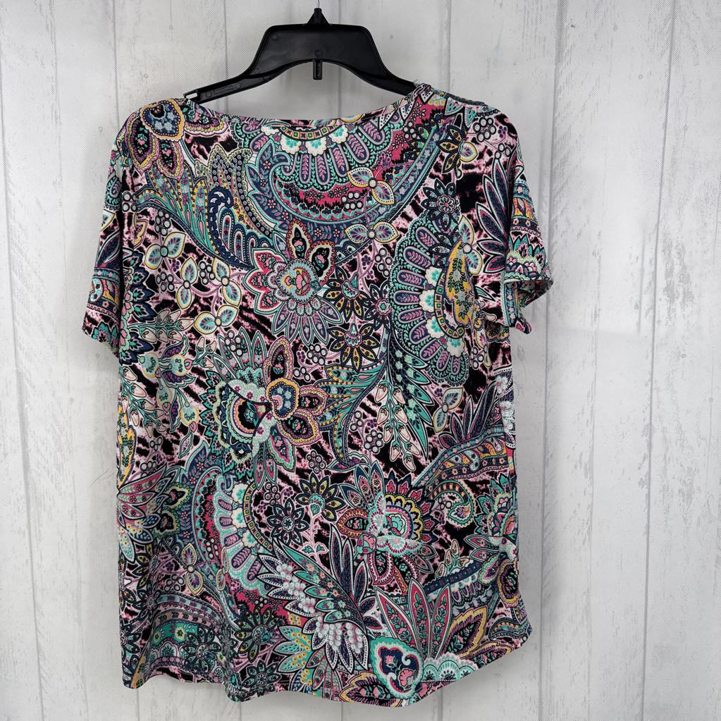 M flo/paisley s/s top