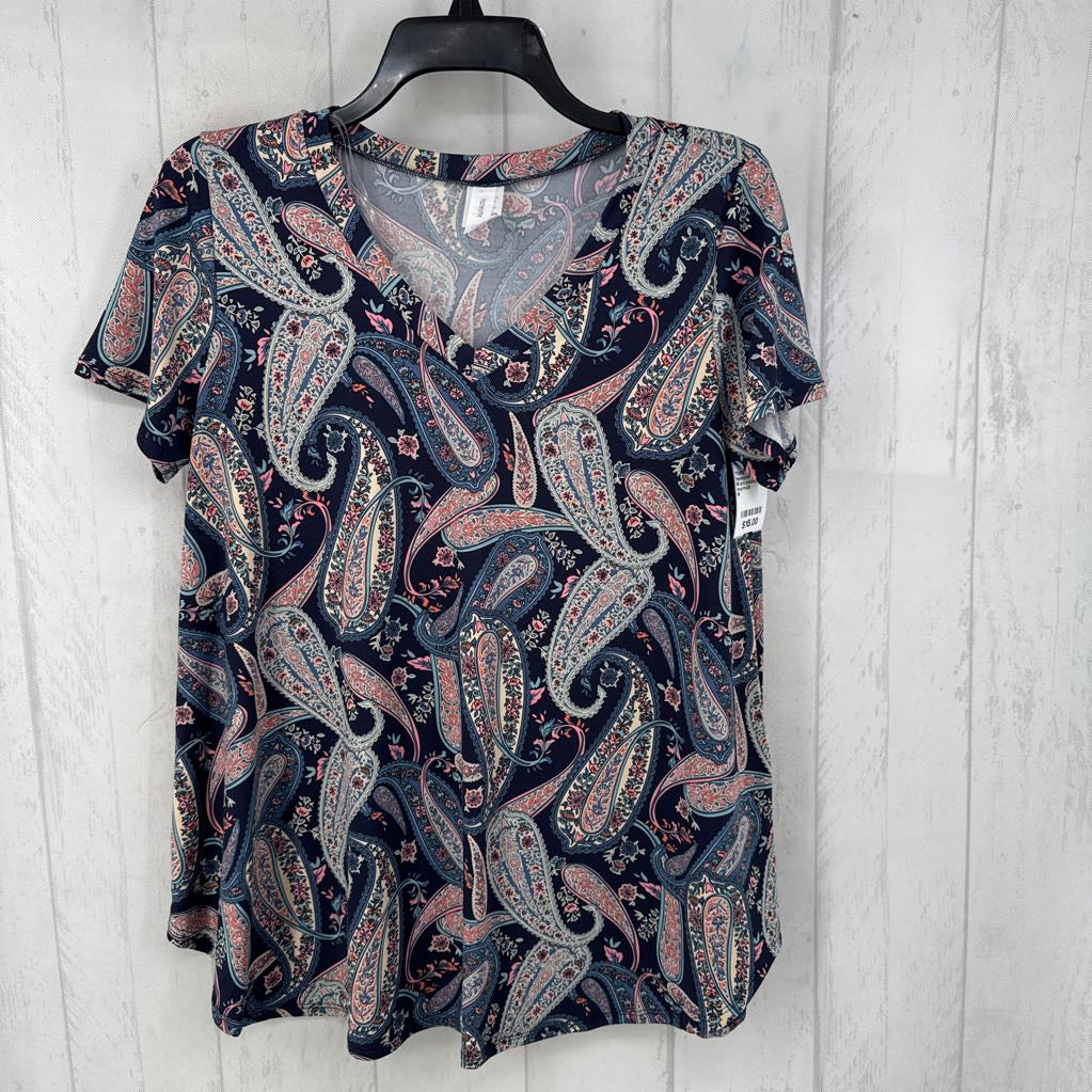 M s/s paisley v-neck top