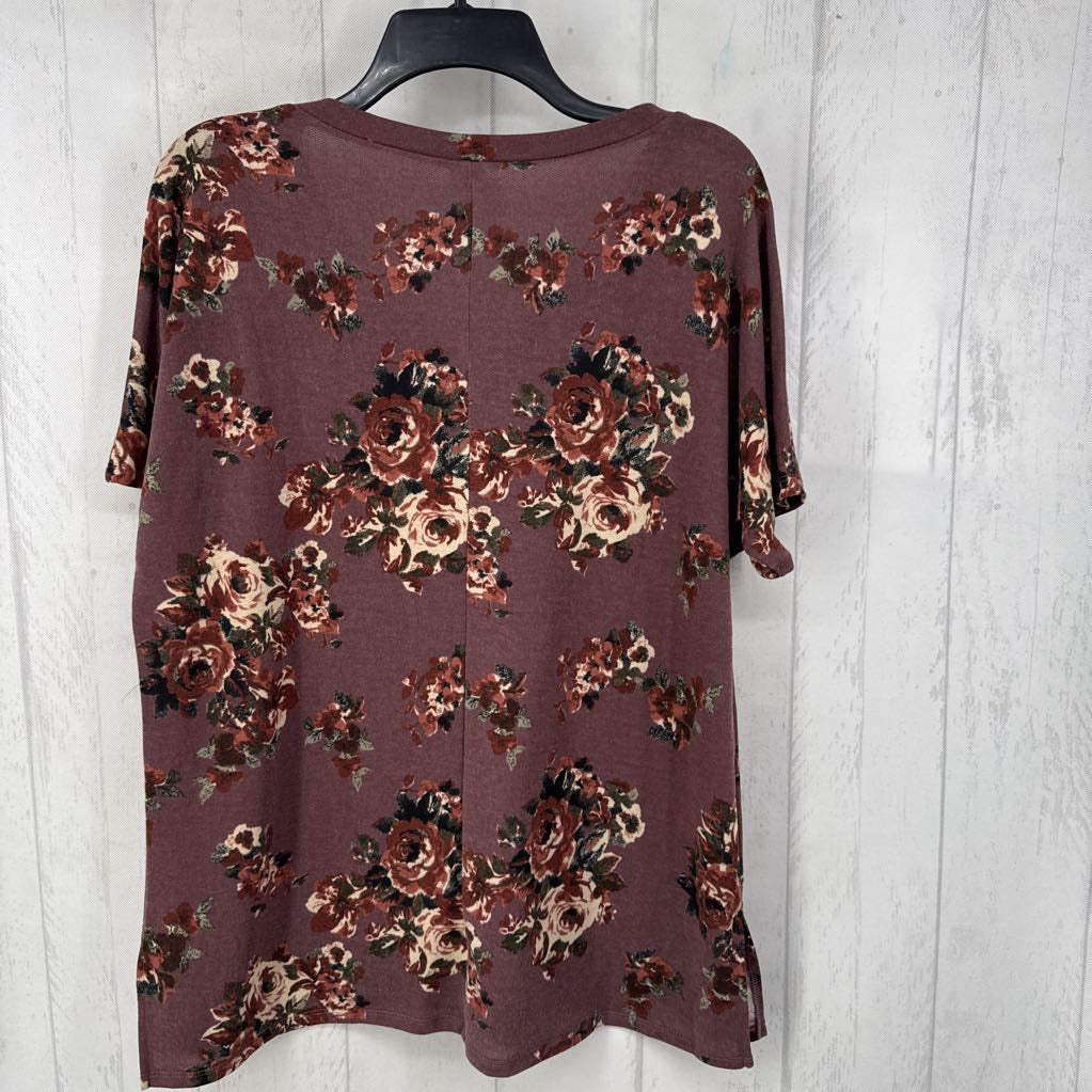 M s/s flower print v-neck top