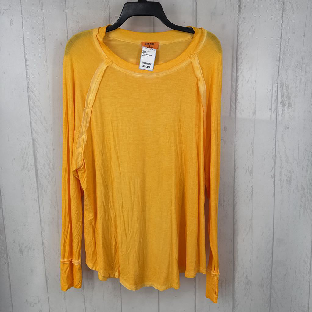 L l/s crew neck mineral wash top